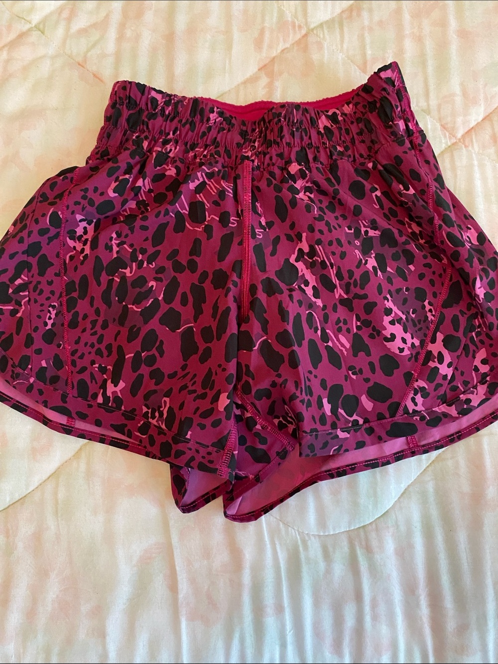 Pink Leopard Print Athletic Shorts